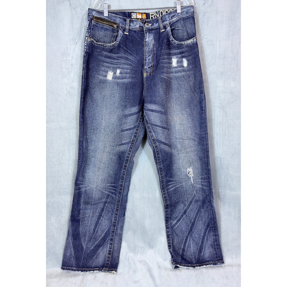 Akademiks Mens Jeans Y2K Hip Hop Streetwear Skater Urban Baggy Embroidered sz 36